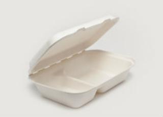 Sugar Cane Clam Tray 2comp 25x16cm - Vegware