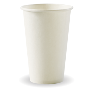 12oz Coffee Cups White (fits small lids) Single Wall - BioPak
