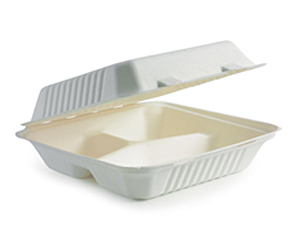 Clamshell 9x9 3comp White BioCane - BioPak