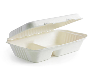 Clamshell 9x6 2comp White BioCane - BioPak